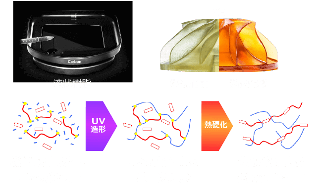 Dual stage curing　光と熱による硬化過程